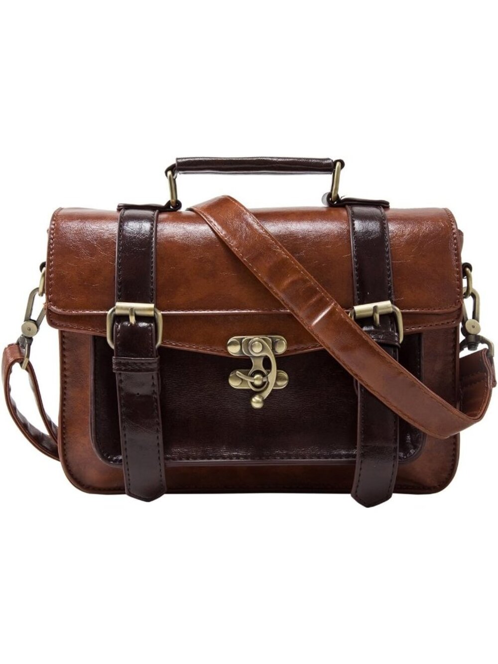 Vintage PU Leather Satchel Purse | Small Crossbody Messenger Bag for Work